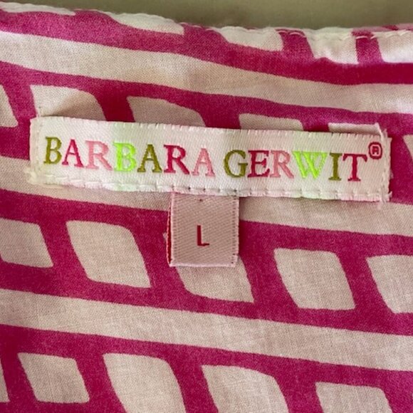 BARBARA GERWIT Cotton Tunic Top Pink Green Floral Print L - Picture 9 of 16
